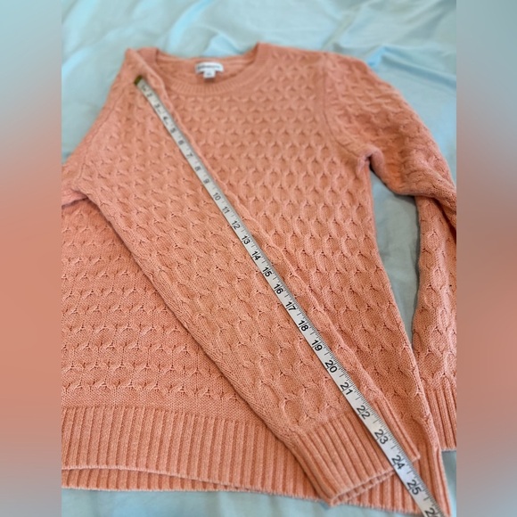 Croft & Barrow Women’s Sz: L Orange Cotton Cable-Knit Crew Neck Pullover Sweater - Picture 5 of 11